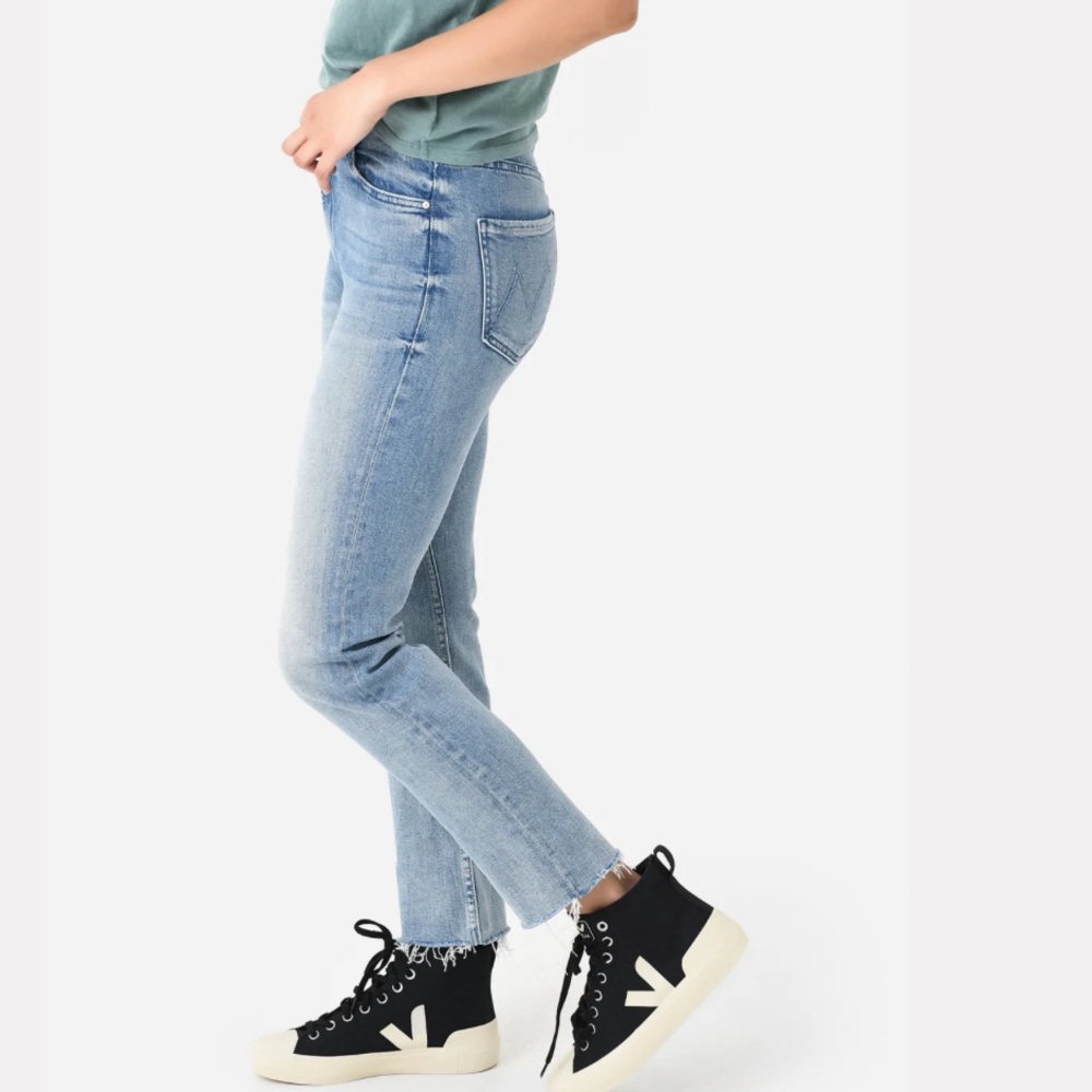 Mother Women's High Waisted Rider Ankle Fray Jeans - Blue Size 26